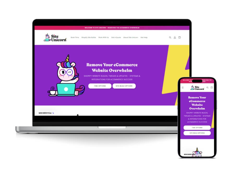 Site Unicorn Shopify Store Site Build